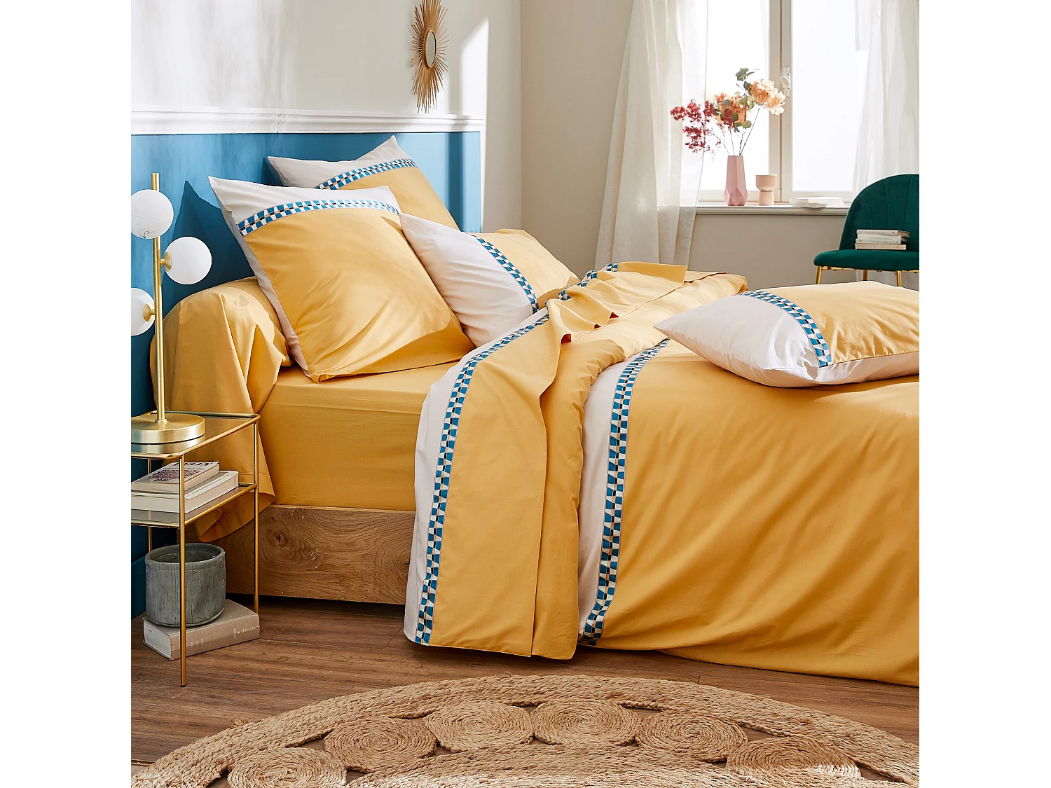 Housse de couette 260x240 cm en percale coton ROMY Ambre