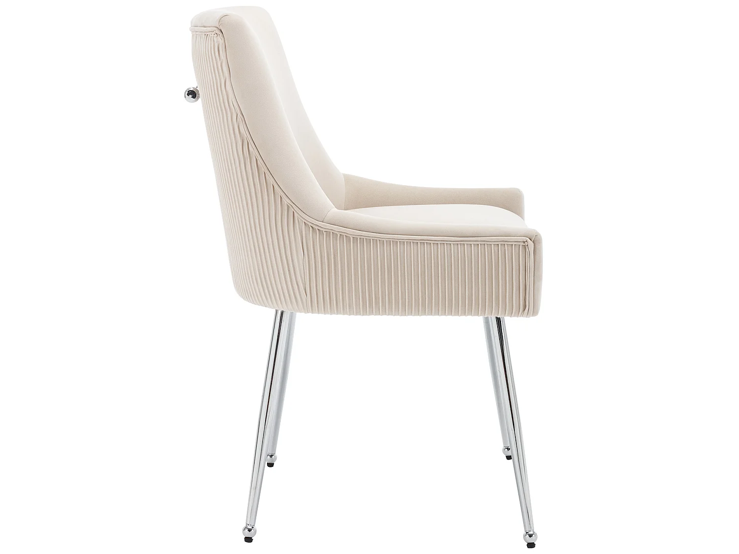 Lot de 6 Chaises rembourrées en velours avec pieds plaqués - Beige & Argenté