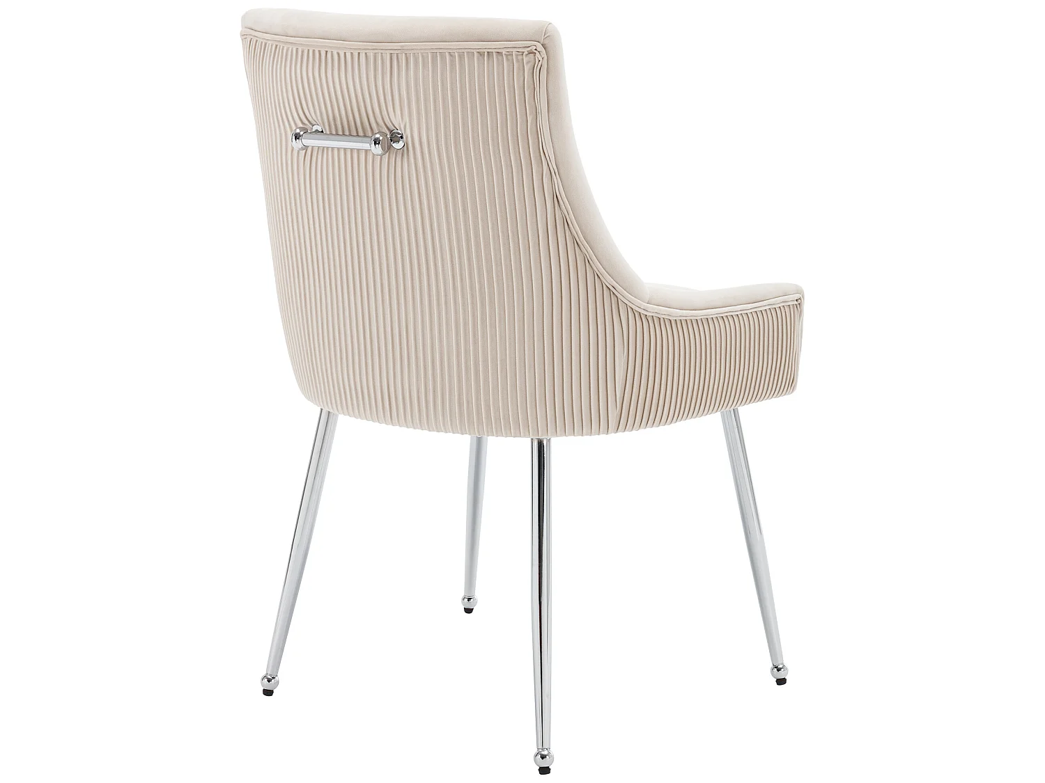Lot de 6 Chaises rembourrées en velours avec pieds plaqués - Beige & Argenté