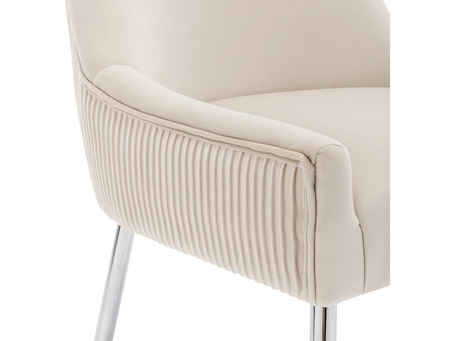 Lot de 6 Chaises rembourrées en velours avec pieds plaqués - Beige & Argenté