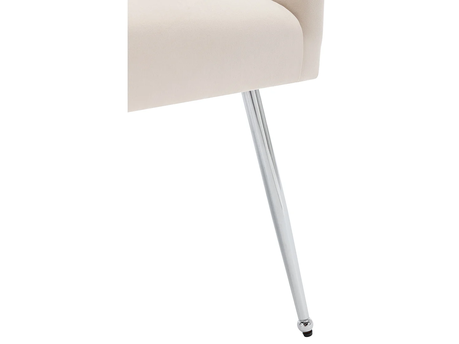 Lot de 6 Chaises rembourrées en velours avec pieds plaqués - Beige & Argenté