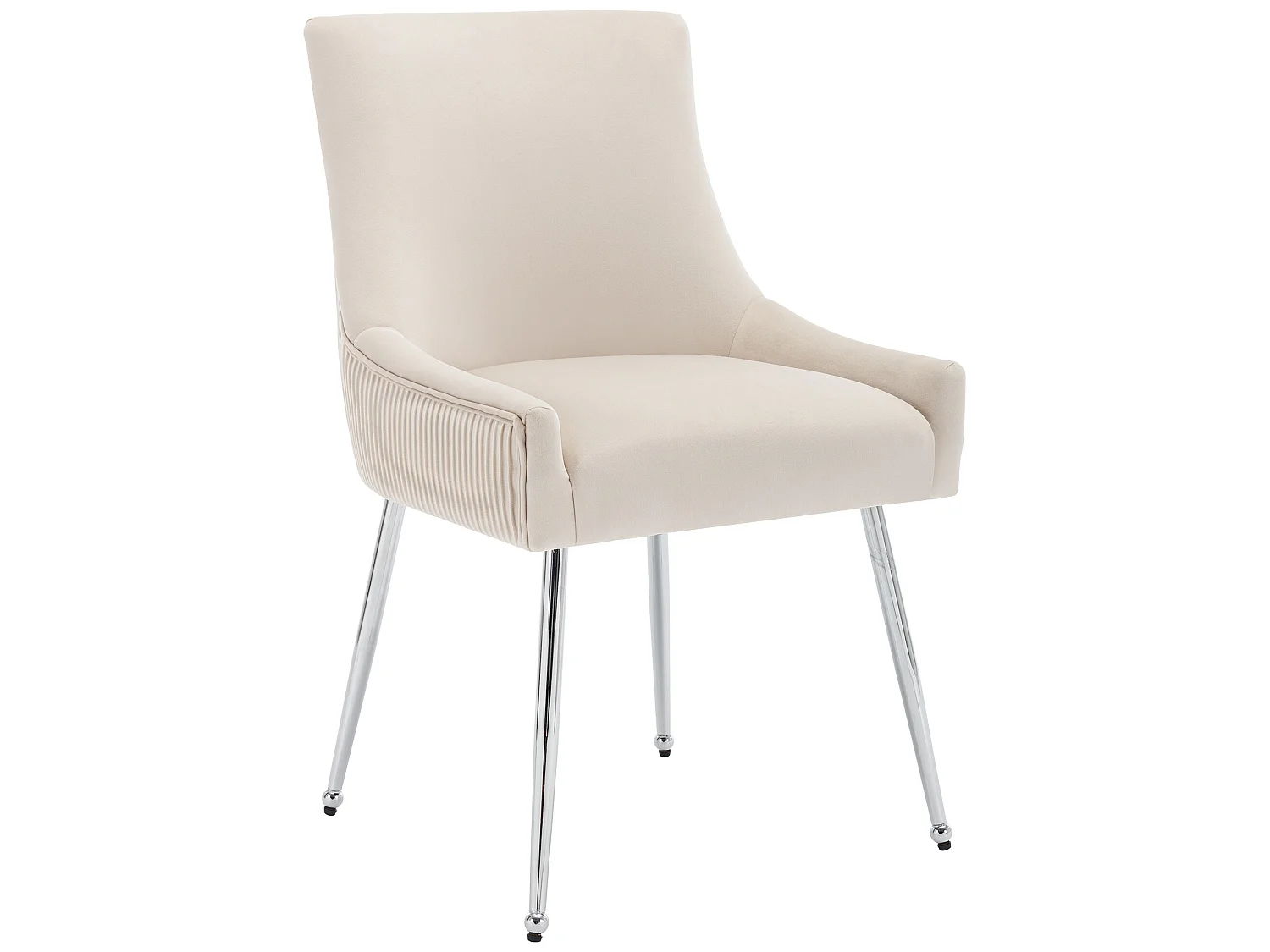 Lot de 6 Chaises rembourrées en velours avec pieds plaqués - Beige & Argenté