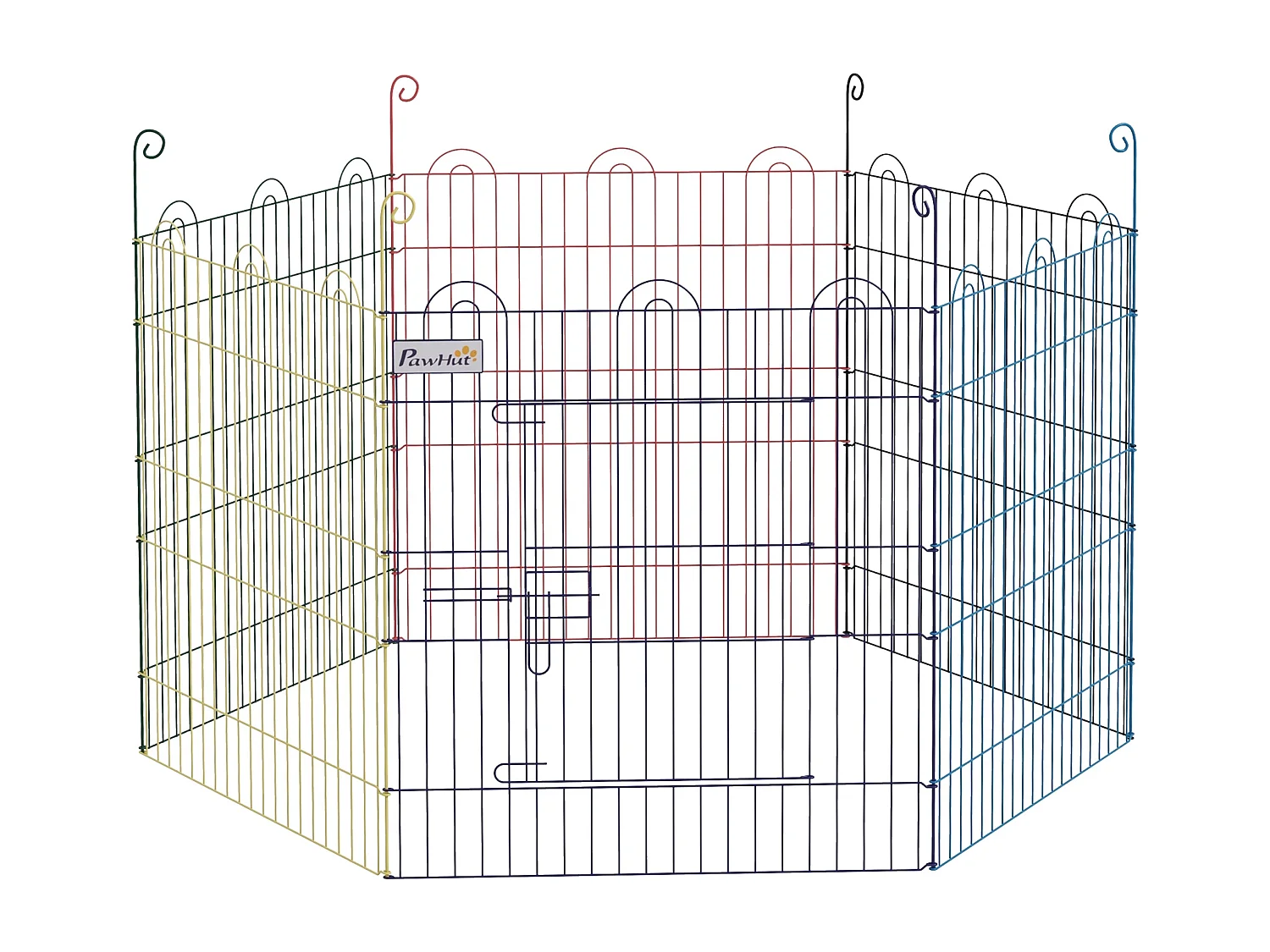Parc enclos modulable pour chien animaux porte verrouillable 6 panneaux dim. panneau 59L x 60H cm métal multicolore