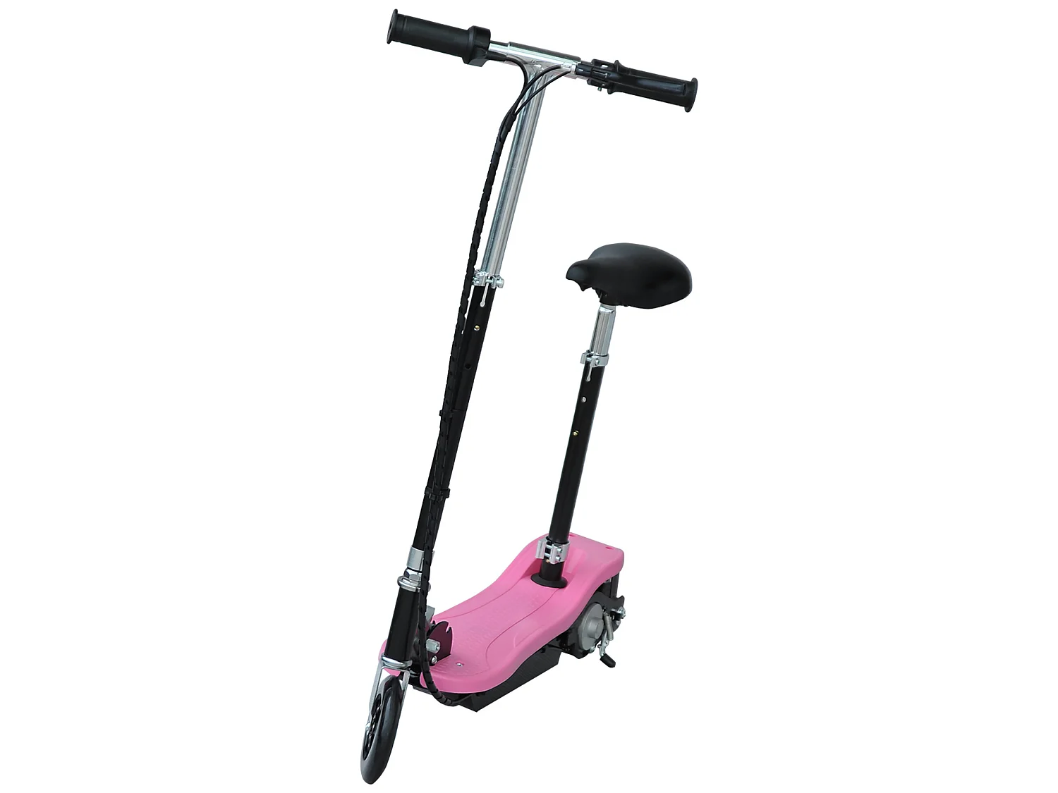 Trottinette électrique 120 W pliable pour enfants à partir de 7 ans hauteur de guidon et selle réglable 10 Km/h max. rose noir