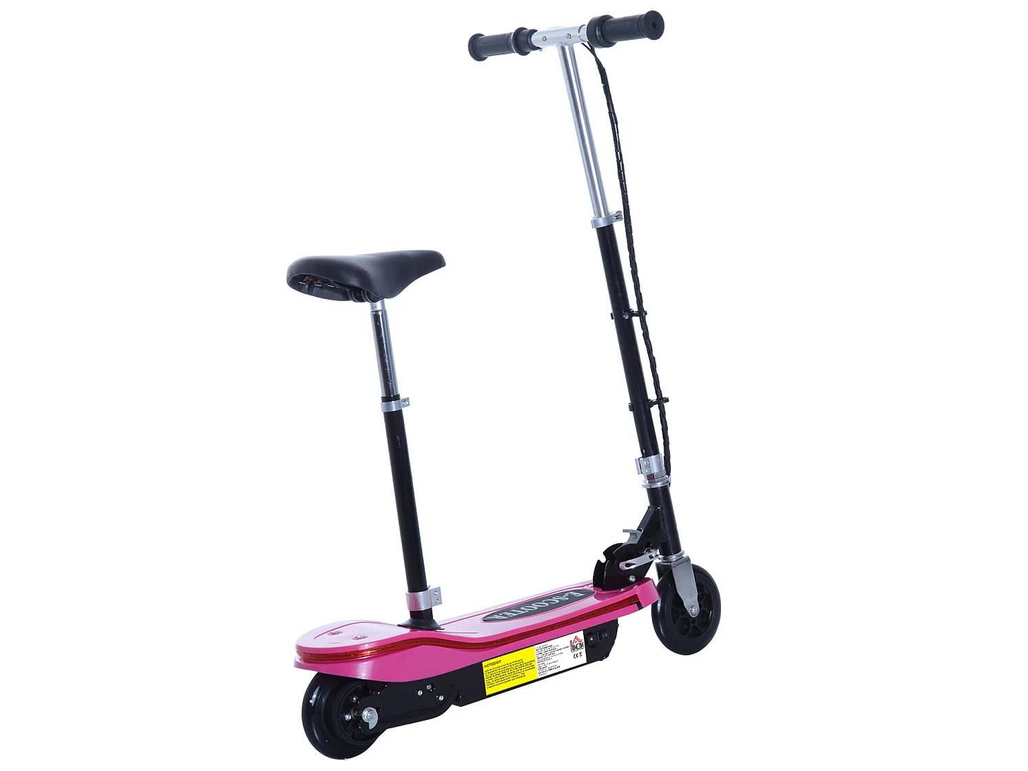 Trottinette électrique pliable 120 W enfant 7 à 12 ans lumière LED hauteur guidon et selle réglable 10 Km/h max. rose