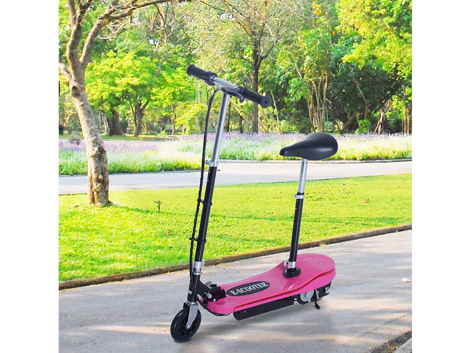 Trottinette électrique pliable 120 W enfant 7 à 12 ans lumière LED hauteur guidon et selle réglable 10 Km/h max. rose