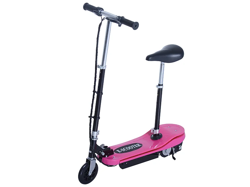 Trottinette électrique pliable 120 W enfant 7 à 12 ans lumière LED hauteur guidon et selle réglable 10 Km/h max. rose