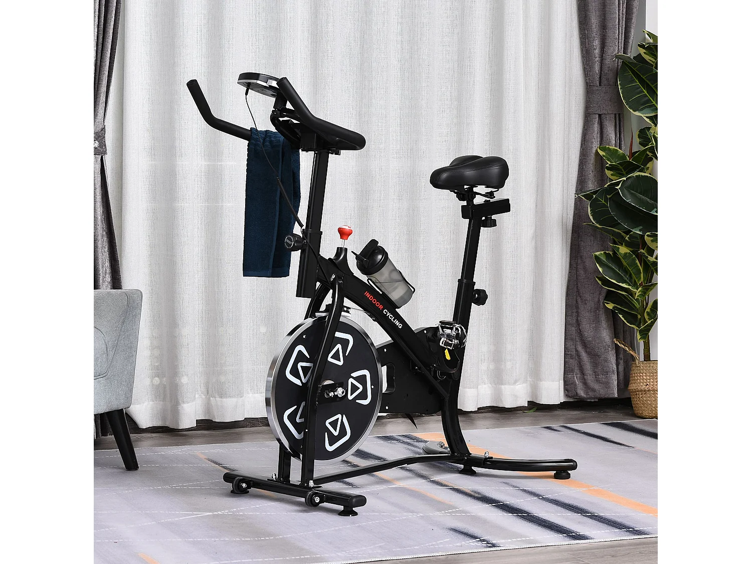 Vélo d'appartement cardio vélo biking écran multifonction selle et guidon réglable noir