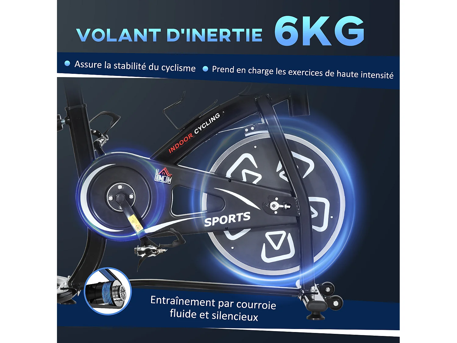 Vélo d'appartement cardio vélo biking écran multifonction selle et guidon réglable noir