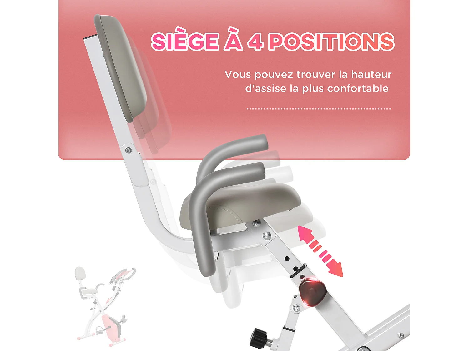 Vélo d'appartement pliant 8 niveaux de résistance magnétique dossier selle réglable poignées ergonomiques écran LCD multifonction suspensions support tablette acier