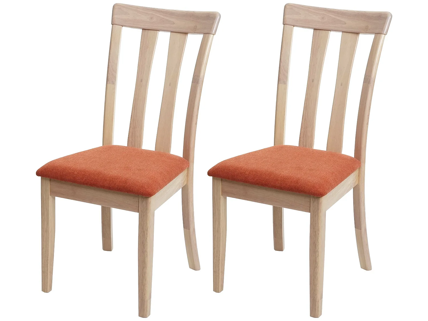 2 chaises de salle à manger cuisine design classique en tissu orange et bois massif clair 04_0002960