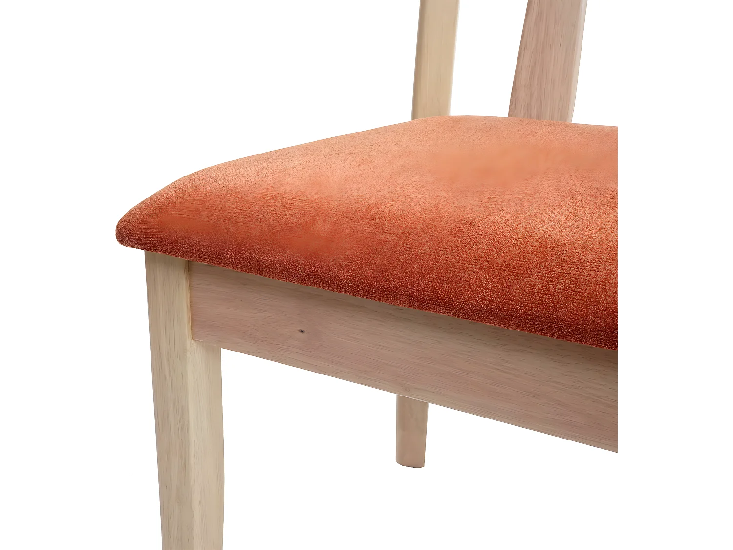 2 chaises de salle à manger cuisine design classique en tissu orange et bois massif clair 04_0002960
