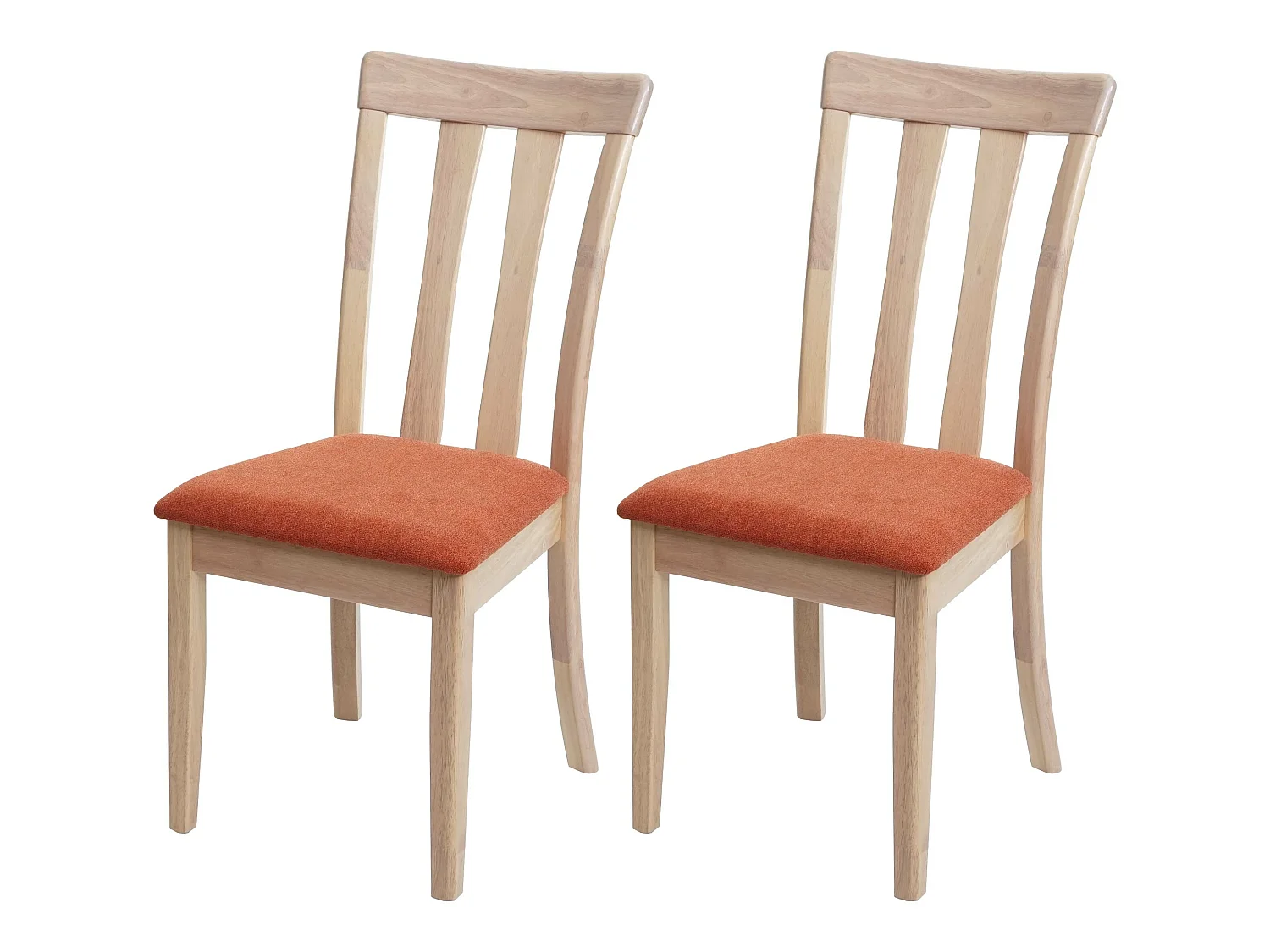 2 chaises de salle à manger cuisine design classique en tissu orange et bois massif clair 04_0002960