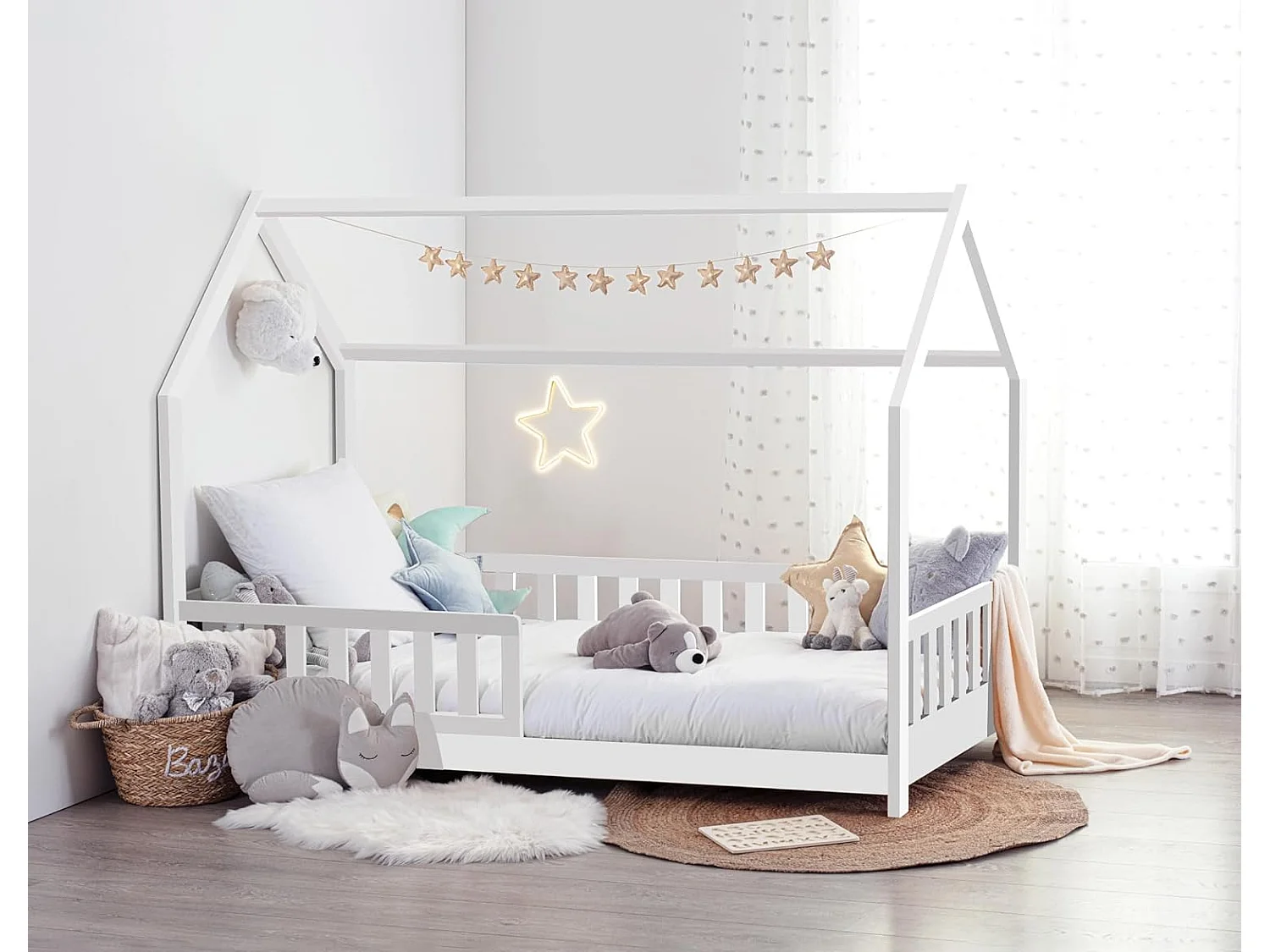 Cama Infantil Cabine Bosco Casa Branca 90x190 cm Melamina