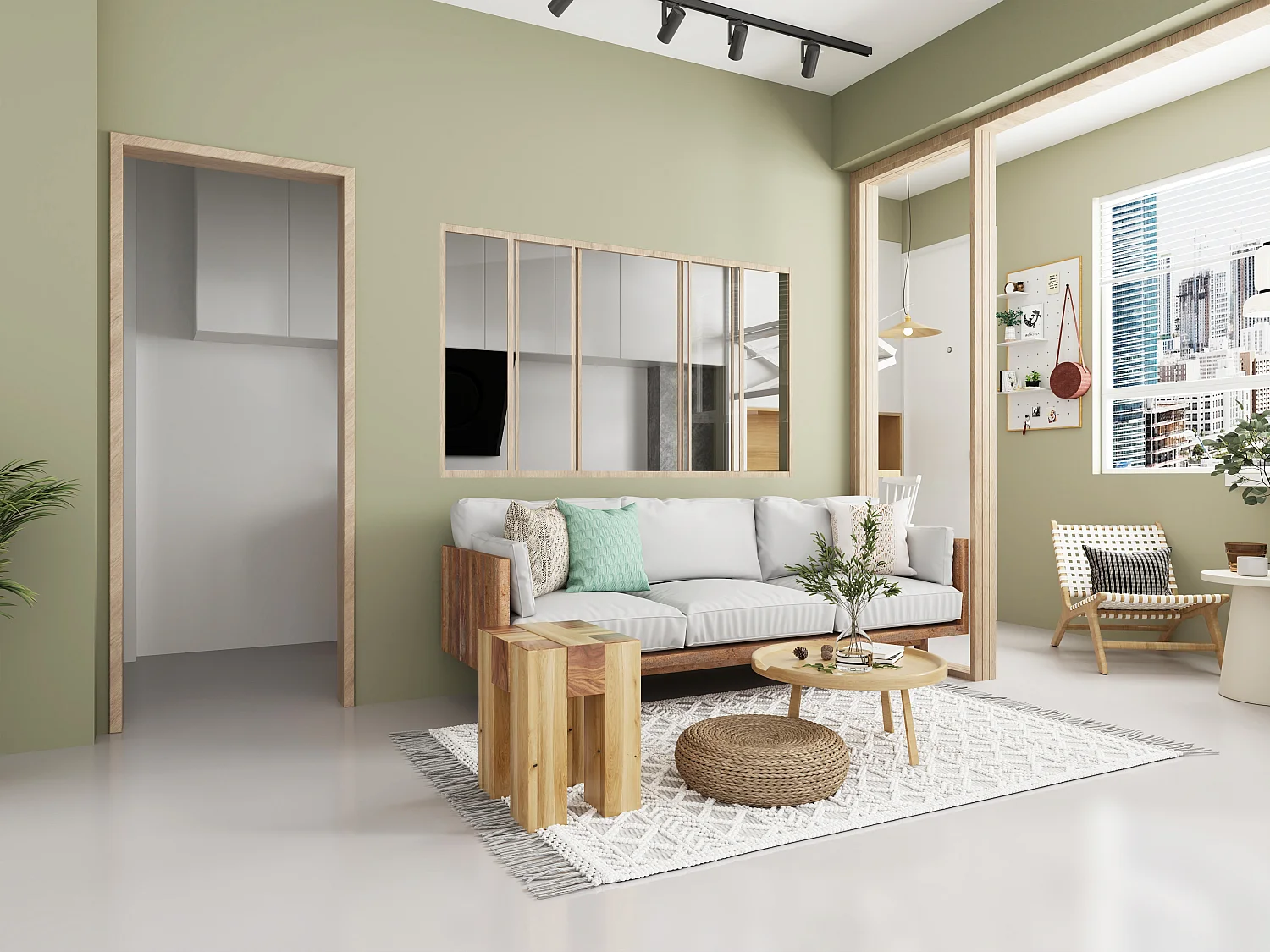 Schiebeglaswand - 180 x 105 cm - thermolackiertes Aluminium - Holzfarben hell - RAVENA