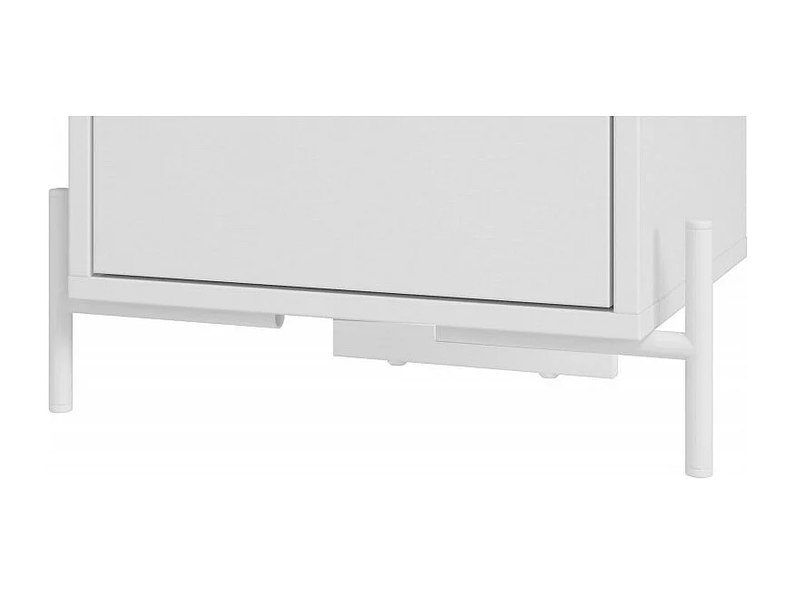 Chevet Blanc 1 Tiroir 1 Niche Pieds Métal L 45 H 56 P 35 cm