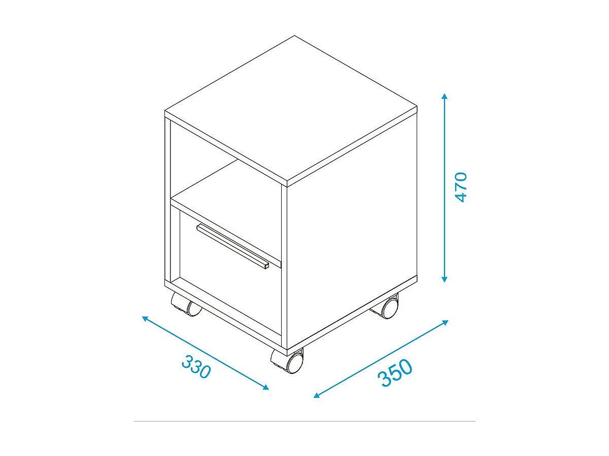 Chevet Blanc 1 Porte 2 Niches Blanc sur Roulettes