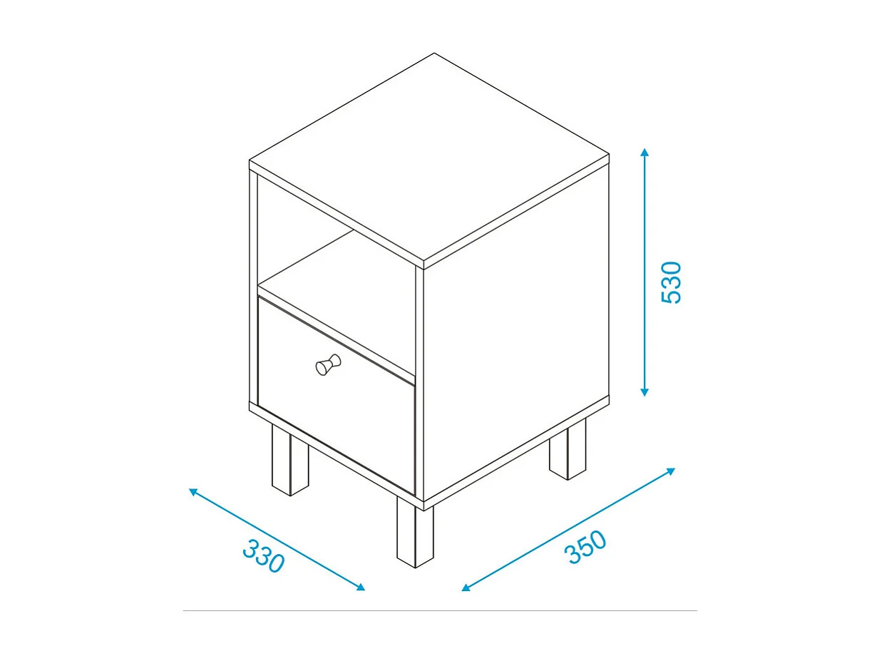 Chevet Blanc 1 Porte 2 Niches Blanc sur Pieds