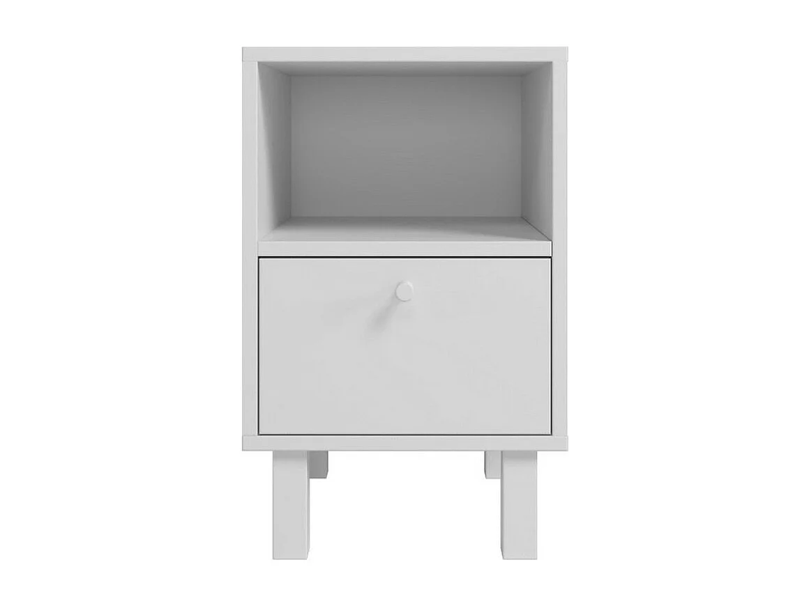 Chevet Blanc 1 Porte 2 Niches Blanc sur Pieds