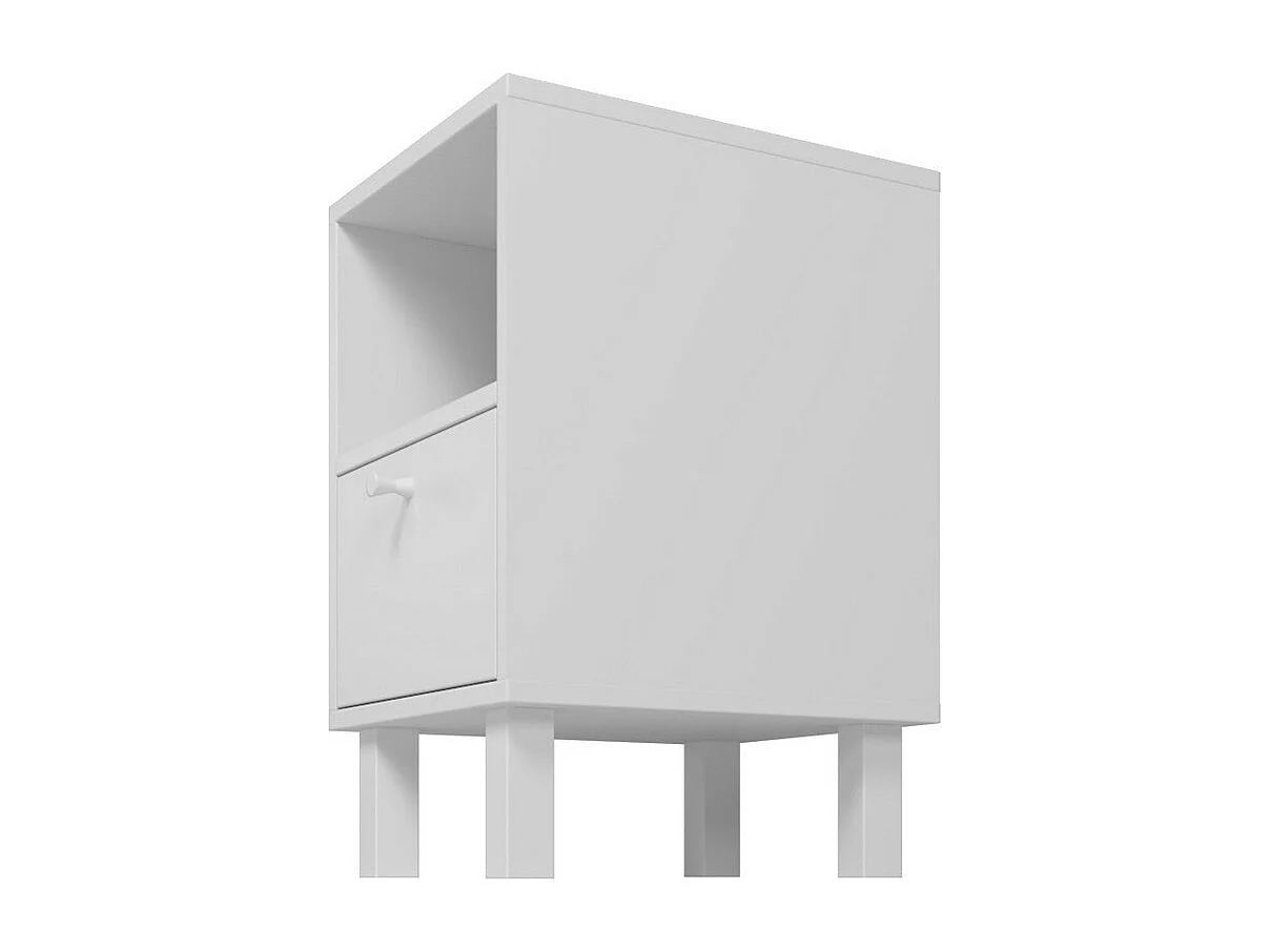 Chevet Blanc 1 Porte 2 Niches Blanc sur Pieds