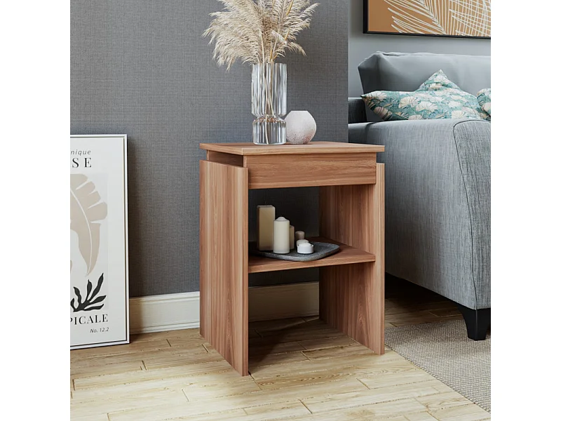 Chevet - Bout de Canapé Châtaignier 2 Niches L 38 H 52 P 33 cm