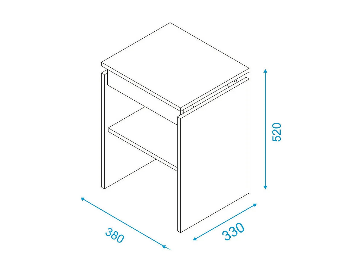 Chevet - Bout de Canapé Blanc 2 Niches L 38 H 52 P 33 cm