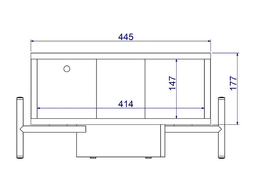 Table Basse Rectangle Pieds Métal Blanche L 51.5 H 26 P 44.5 cm