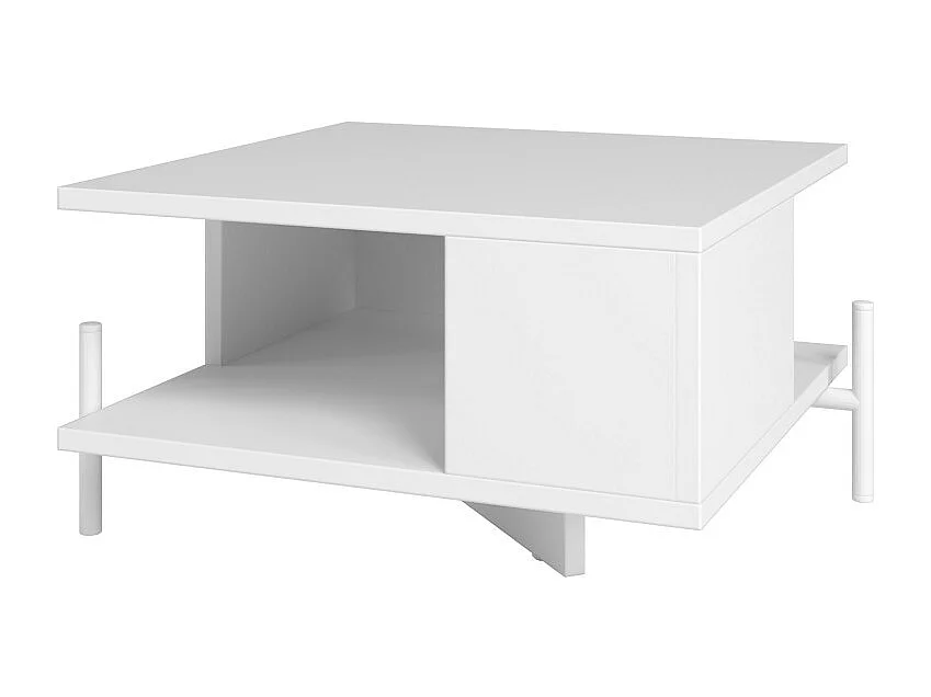 Table Basse Rectangle Pieds Métal Blanche L 51.5 H 26 P 44.5 cm