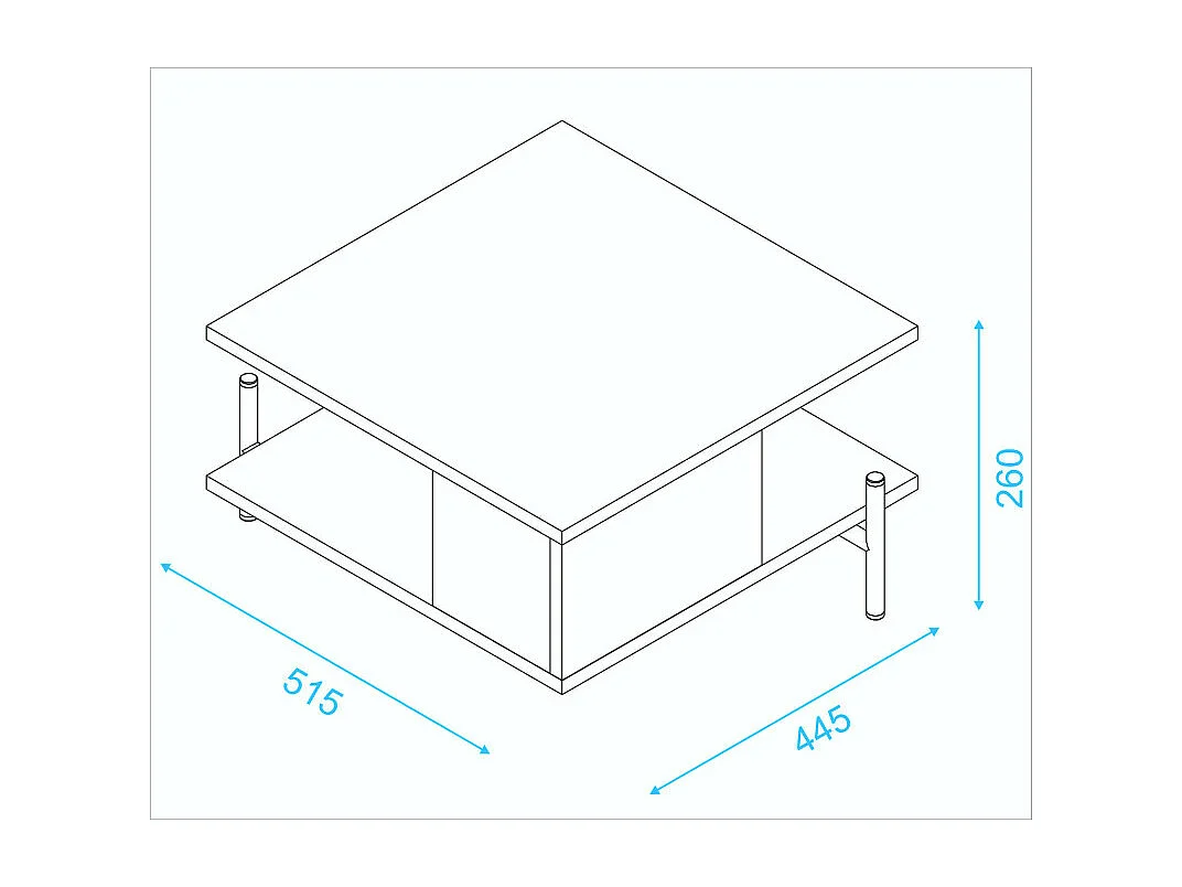 Table Basse Rectangle Pieds Métal Blanche L 51.5 H 26 P 44.5 cm