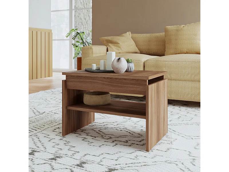 Table Basse Rectangle 2 Niches Châtaignier L 53.5 H 37 P 33 cm