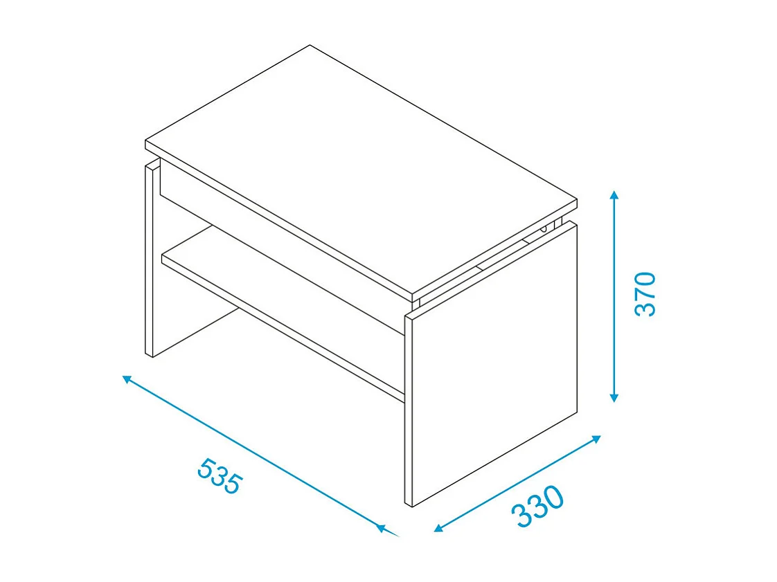 Table Basse Rectangle 2 Niches Châtaignier L 53.5 H 37 P 33 cm