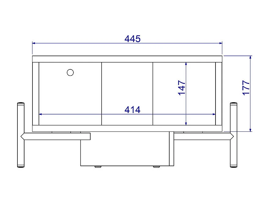 Table Basse Rectangle Pieds Métal Noire L 51.5 H 26 P 44.5 cm