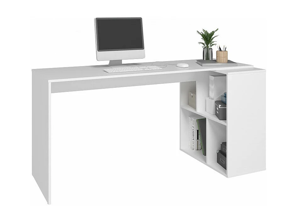 Bureau et Rayonnage Blanc 4 Niches OFFICE