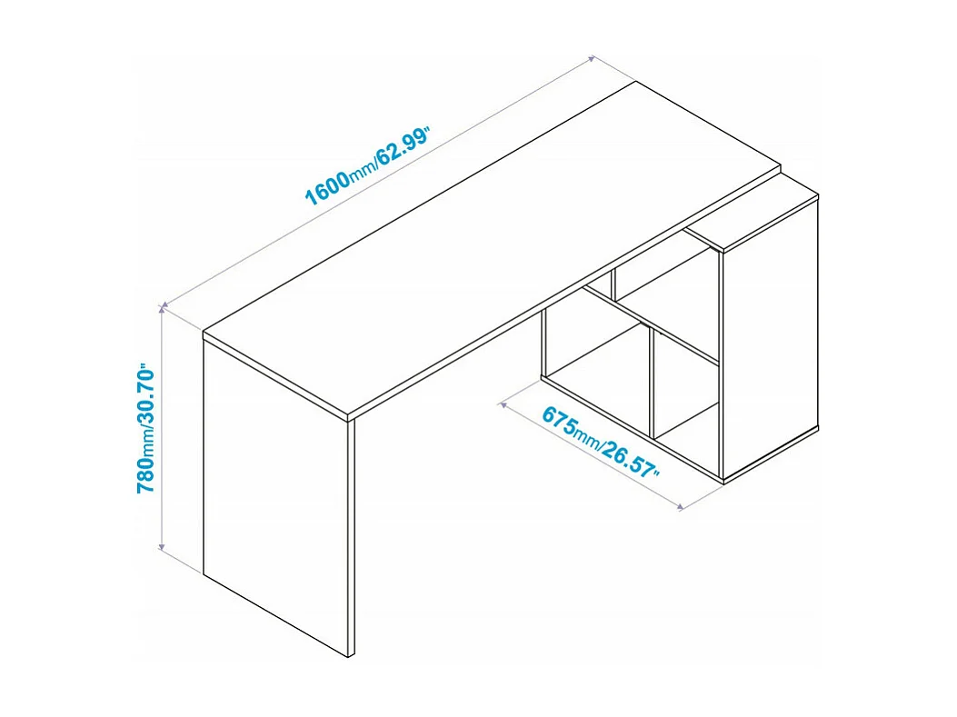 Bureau et Rayonnage Châtaignier 4 Niches OFFICE