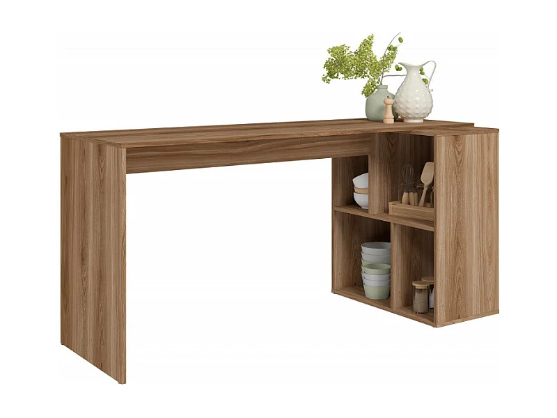 Bureau et Rayonnage Châtaignier 4 Niches OFFICE