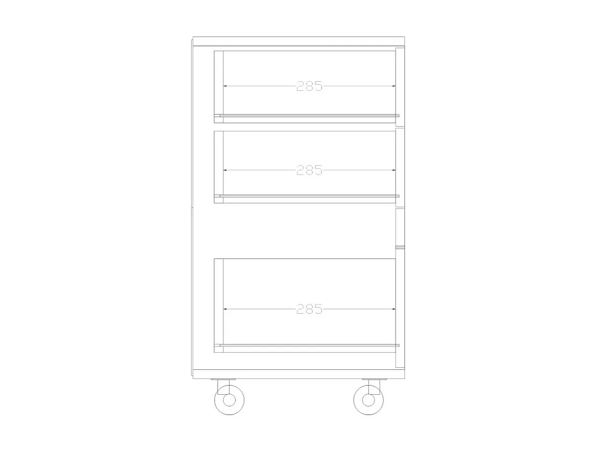 Caisson Roulant 3 Tiroirs Blanc Multi usages L 44.5 H 62.5 P 35 cm