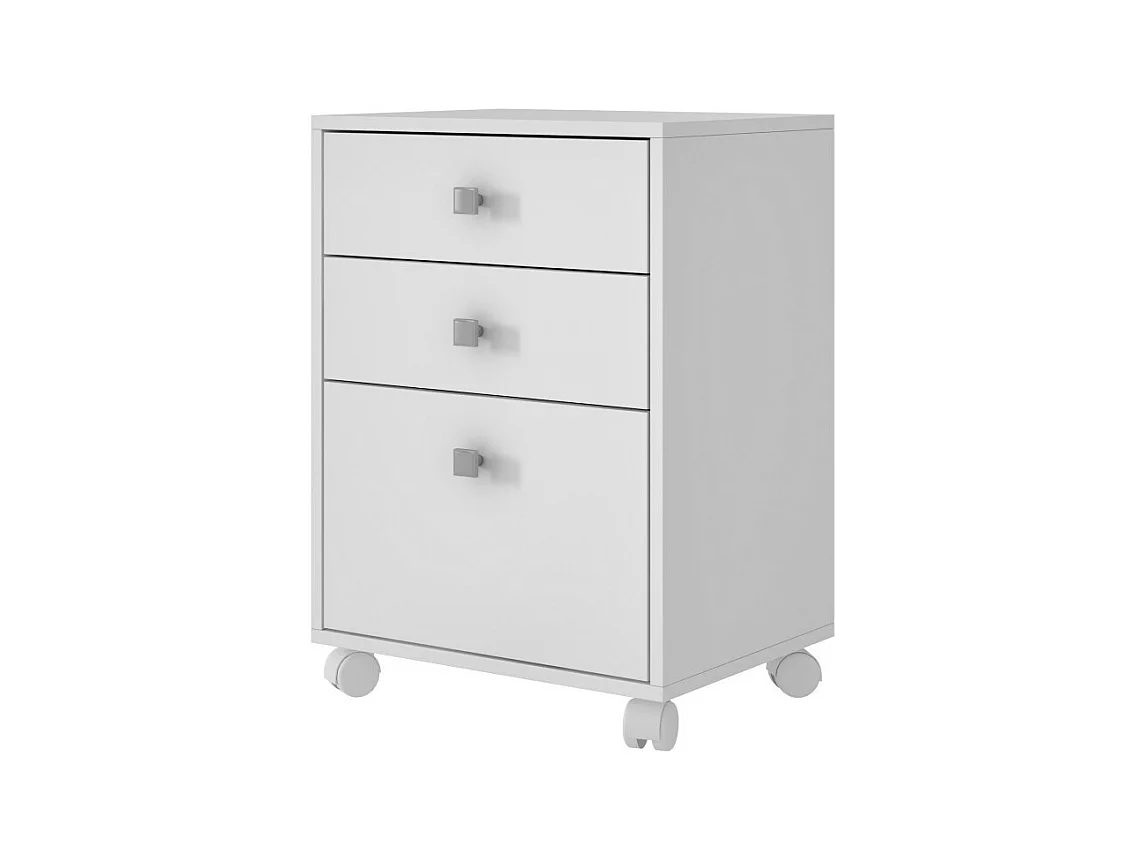 Caisson Roulant 3 Tiroirs Blanc Multi usages L 44.5 H 62.5 P 35 cm