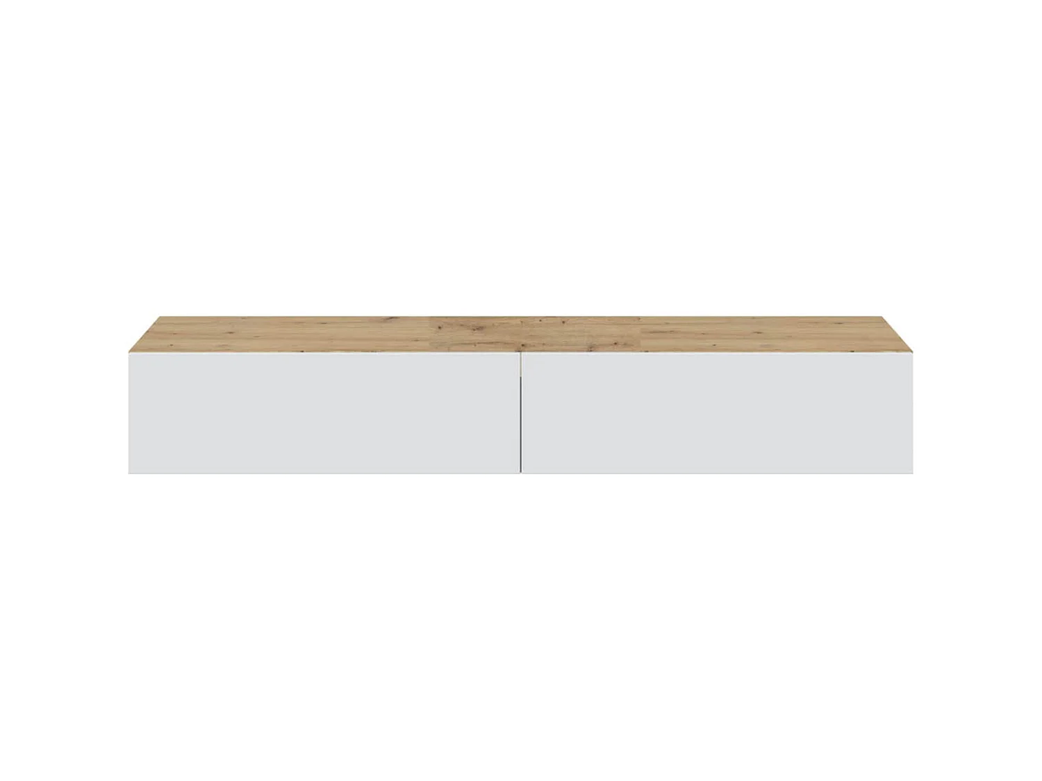 Meuble TV avec 2 portes coloris chêne nordique, blanc artic - longueur  180 x hauteur 28 x profondeur 34,50 cm