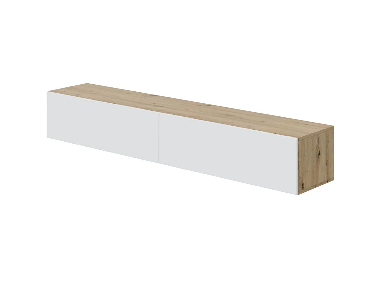 Meuble TV avec 2 portes coloris chêne nordique, blanc artic - longueur  180 x hauteur 28 x profondeur 34,50 cm