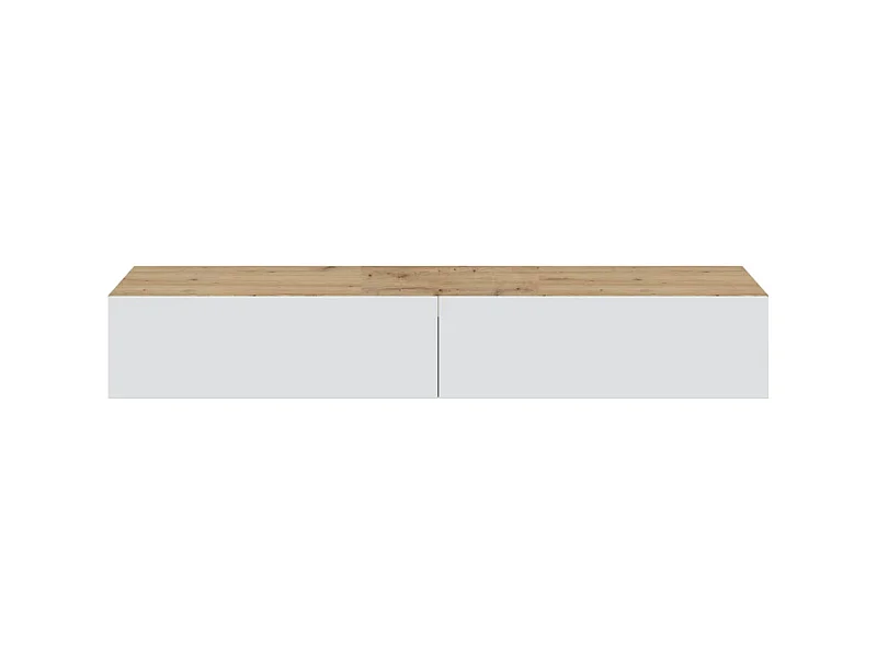 Meuble TV avec 2 portes coloris chêne nordique, blanc artic - longueur  180 x hauteur 28 x profondeur 34,50 cm