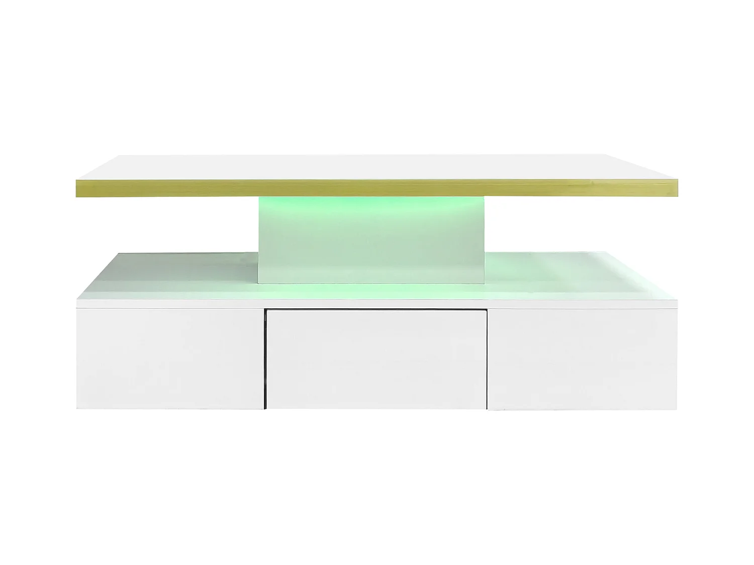 Table basse de rangement avec LED - aspect brillant - Blanc