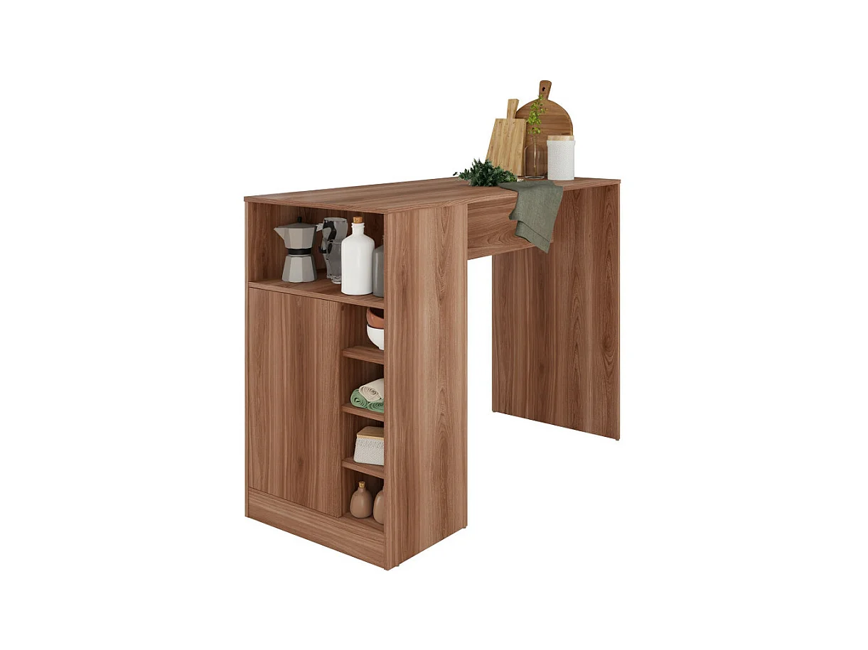 Comptoir de Cuisine - Table 1 Porte 7 Niches Châtaignier L 135 H 100 P 60 cm