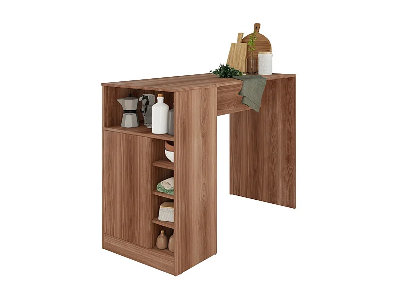 Comptoir de Cuisine - Table 1 Porte 7 Niches Châtaignier L 135 H 100 P 60 cm