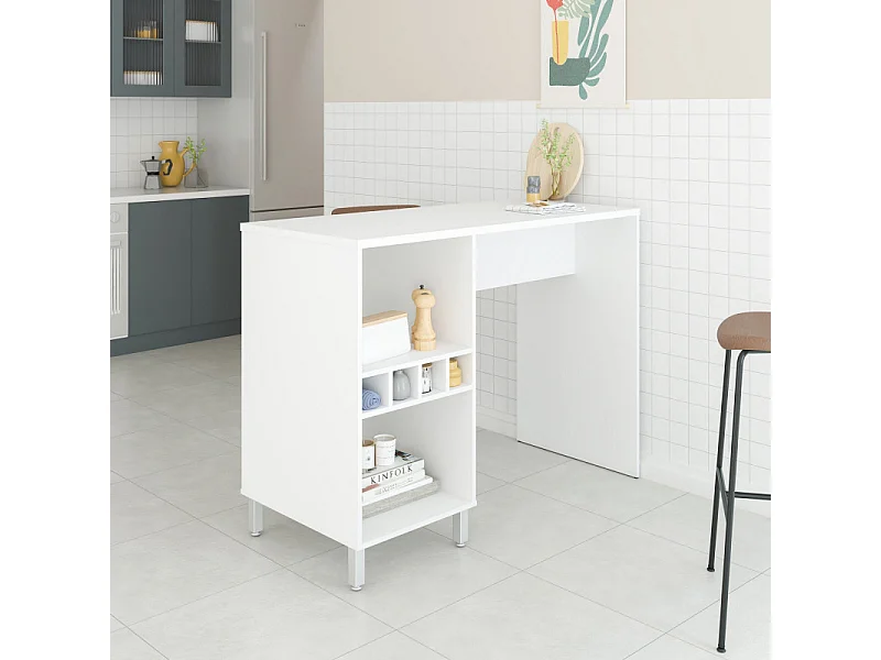 Comptoir de Cuisine - Table 6 Niches Blanc 135 cm L 135 H 102.5 P 60 cm