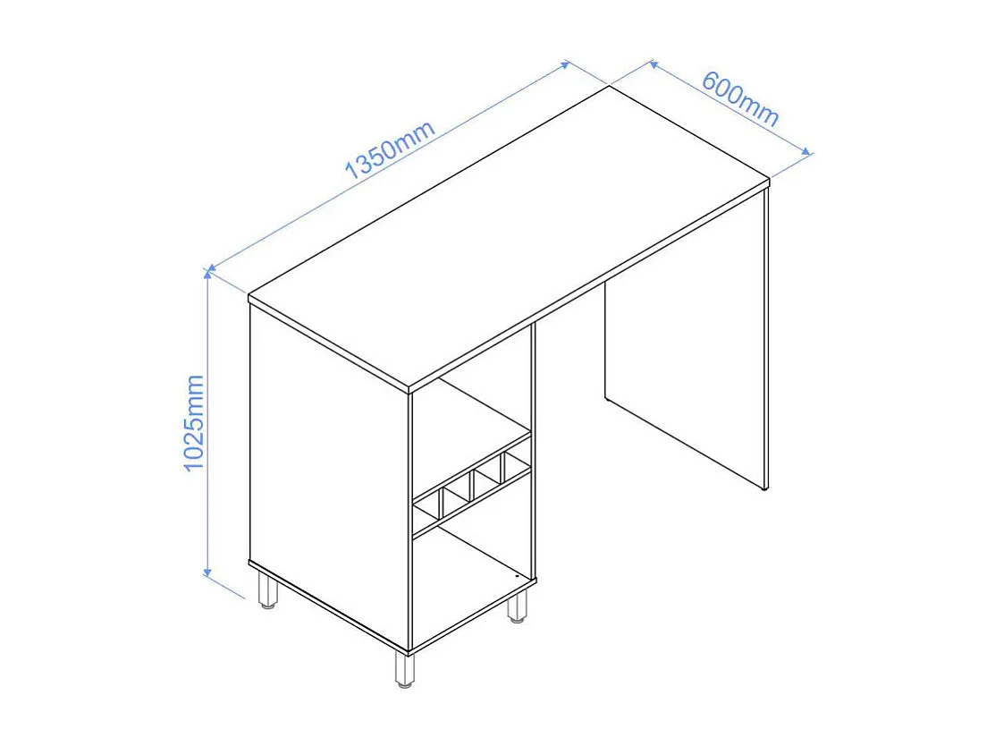 Comptoir de Cuisine - Table 6 Niches Blanc 135 cm L 135 H 102.5 P 60 cm