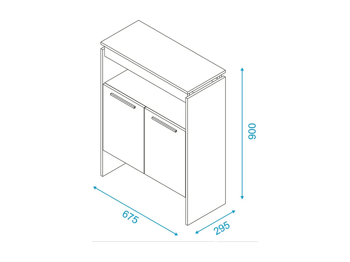 Comptoir BAR 2 Portes 2 Niches Châtaignier FLOAT L 67.5 H 90 P 29.5 cm