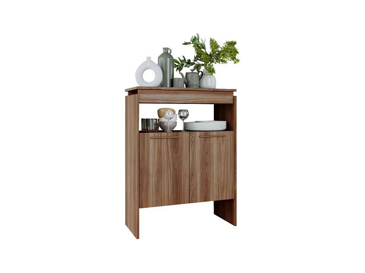 Comptoir BAR 2 Portes 2 Niches Châtaignier FLOAT L 67.5 H 90 P 29.5 cm