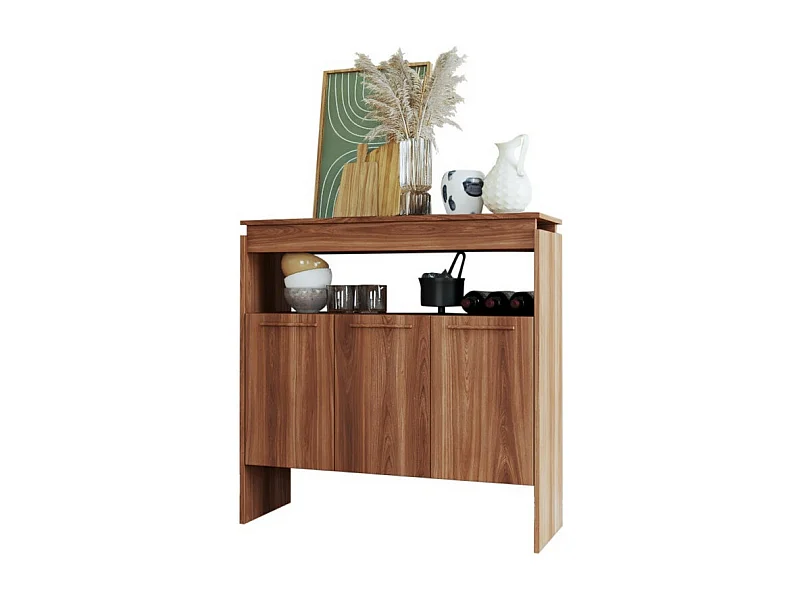 Comptoir BAR 3 Portes 3 Niches Châtaignier FLOAT L 90 H 90 P 29.5 cm