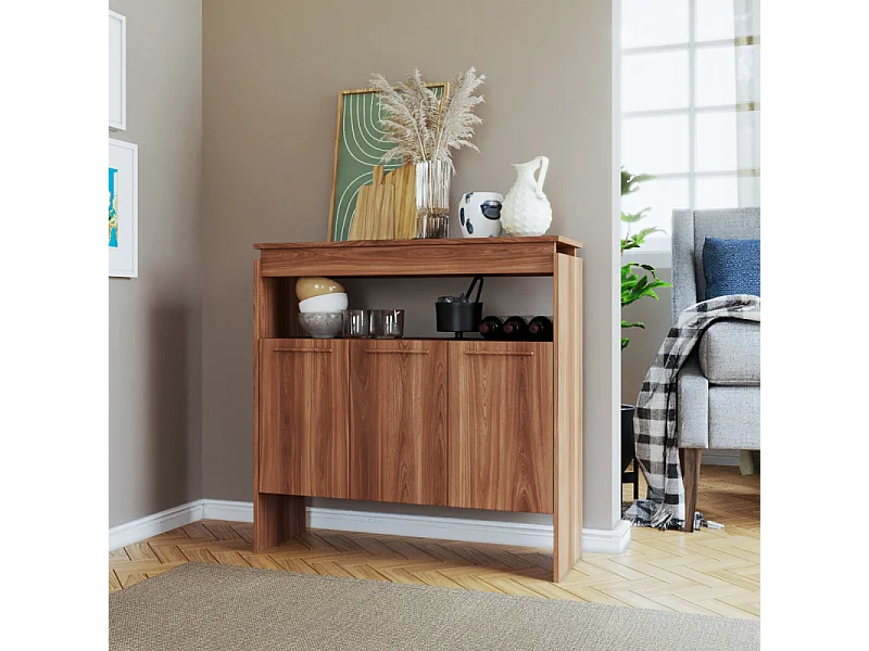 Comptoir BAR 3 Portes 3 Niches Châtaignier FLOAT L 90 H 90 P 29.5 cm