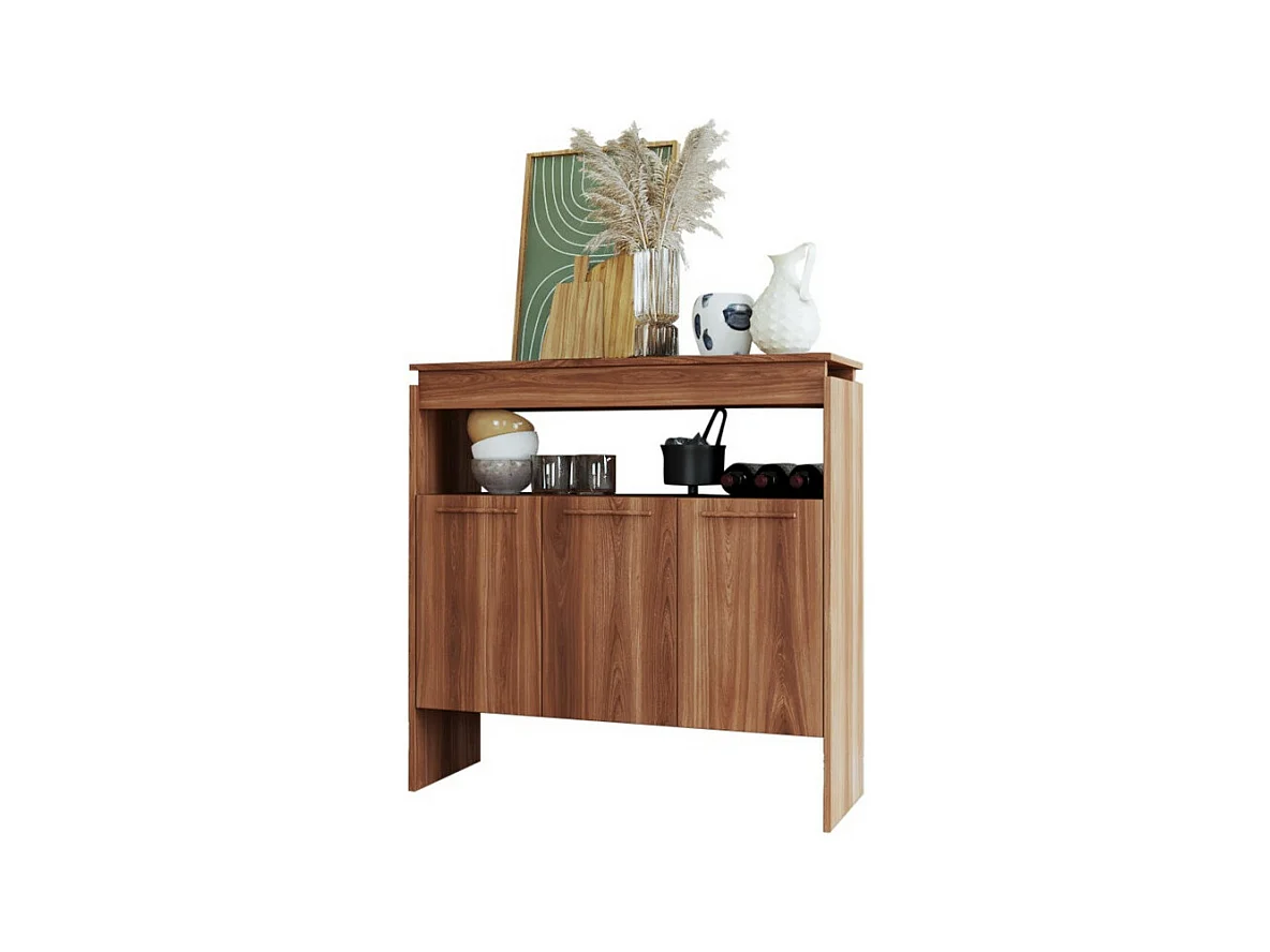 Comptoir BAR 3 Portes 3 Niches Châtaignier FLOAT L 90 H 90 P 29.5 cm